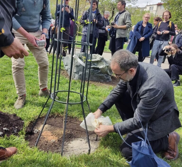 Se deposita tierra de Antas en el Árbol de la Memoria de Praga para recordar a un soldado antuso
