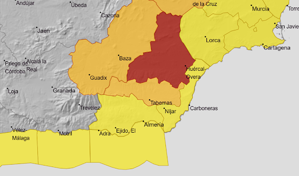 Alerta Roja en Almería: riesgo de lluvias extremas por la borrasca Emilia
