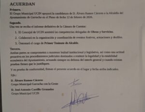 UCIN-Garrucha firmó investir alcalde a Ramos a cambio de Obras y Servicios y la primera tenencia de Alcaldía UCIN-Garrucha firmó investir alcalde a Ramos a cambio de Obras y Servicios y la primera tenencia de Alcaldía