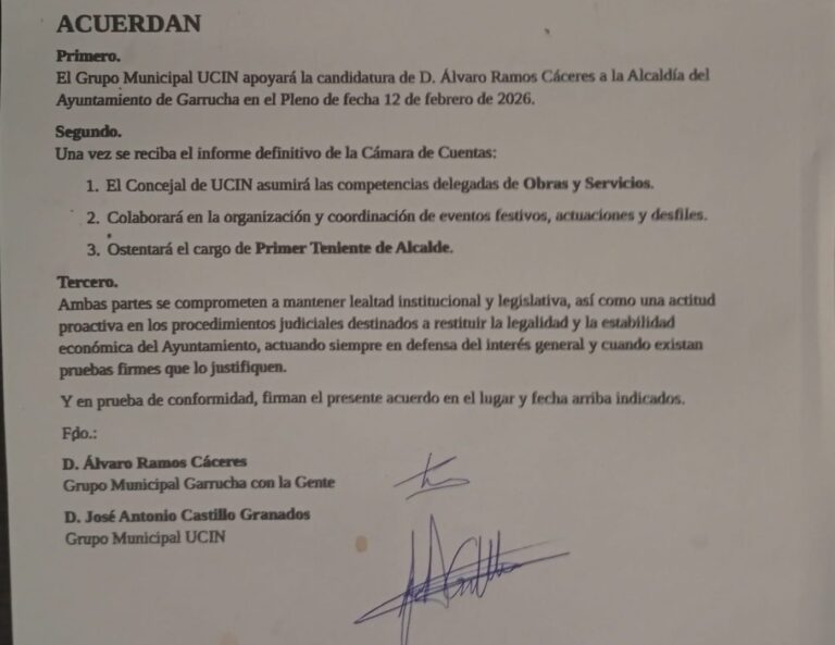 UCIN-Garrucha firmó investir alcalde a Ramos a cambio de Obras y Servicios y la primera tenencia de Alcaldía