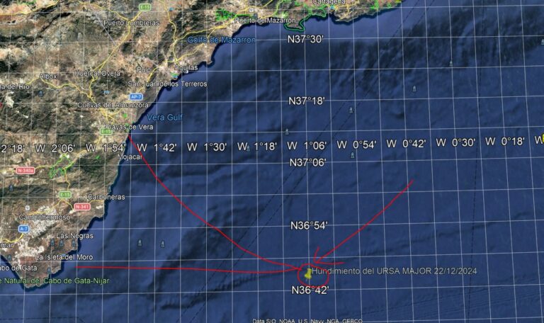 El capitán del carguero ruso hundido frente a las costas del Levante almeriense en 2024 admitió que llevaba componentes para reactores nucleares