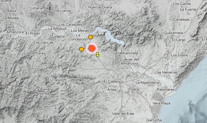 Un terremoto de 3,7 grados con epicentro en Zurgena sacude el Levante almeriense